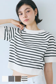 Summer Kint 短版泡泡袖針織上衣