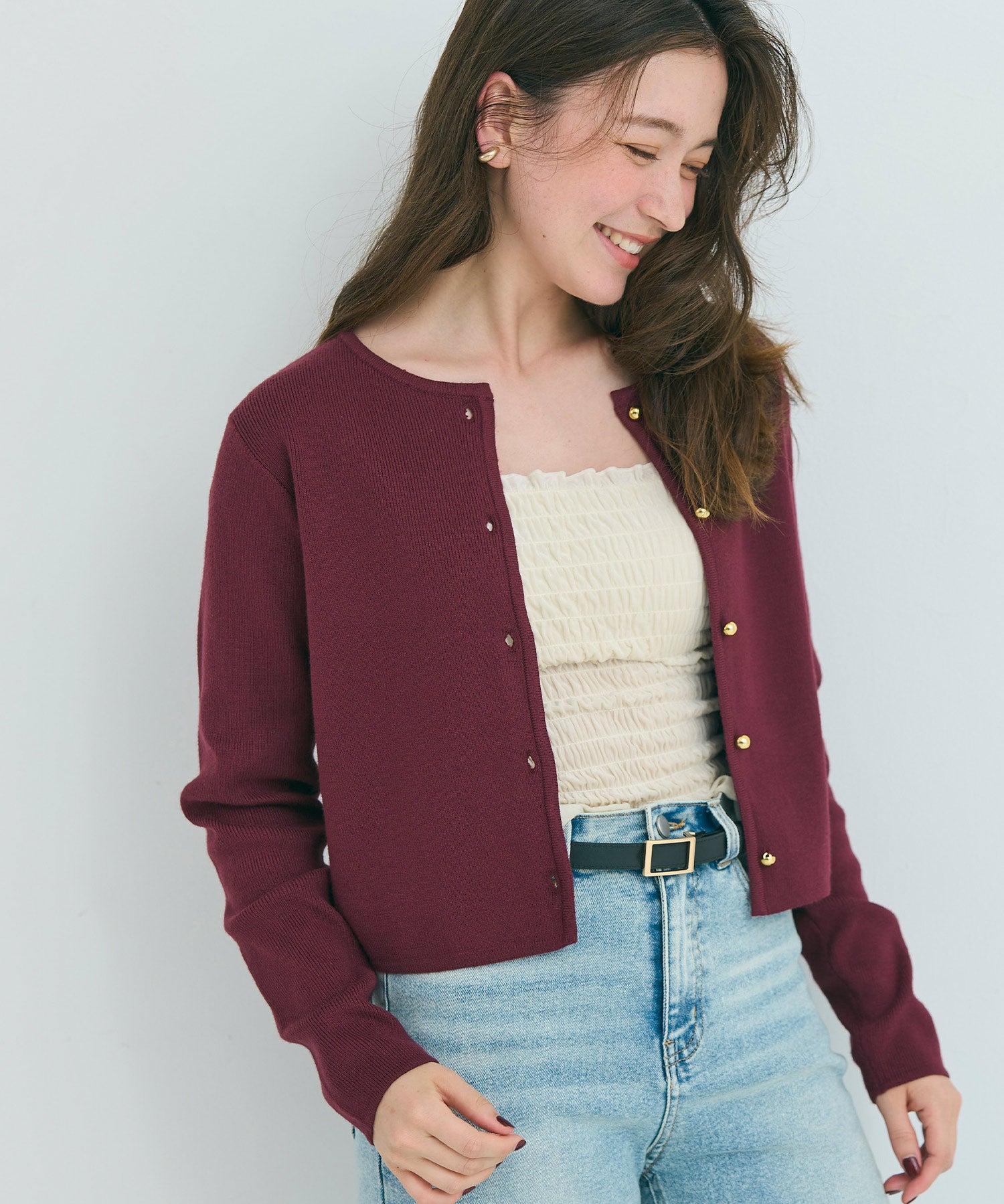 Gold button knit cardigan