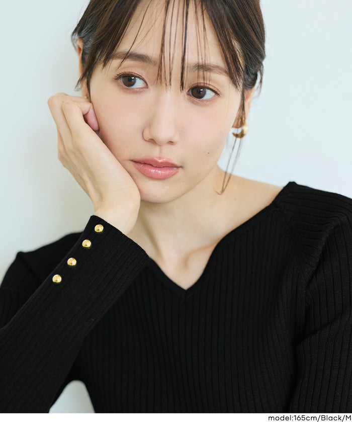 愛心領百搭長袖針織上衣