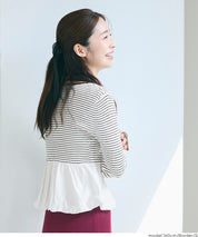 日系甜美長袖拼接針織娃娃上衣