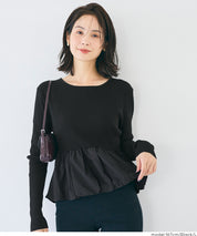 日系甜美長袖拼接針織娃娃上衣