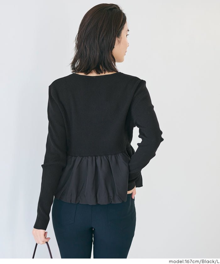 日系甜美長袖拼接針織娃娃上衣