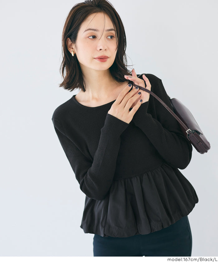 日系甜美長袖拼接針織娃娃上衣