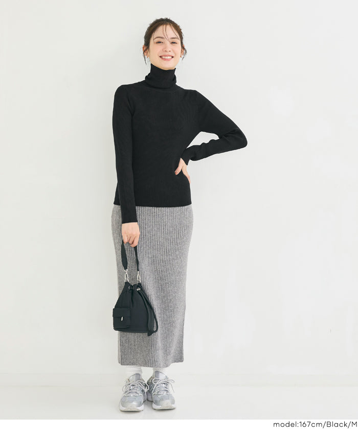 輕量 基礎百搭長袖高領針織上衣