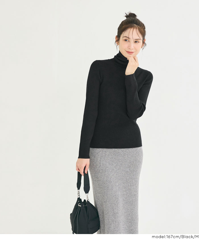 輕量 基礎百搭長袖高領針織上衣