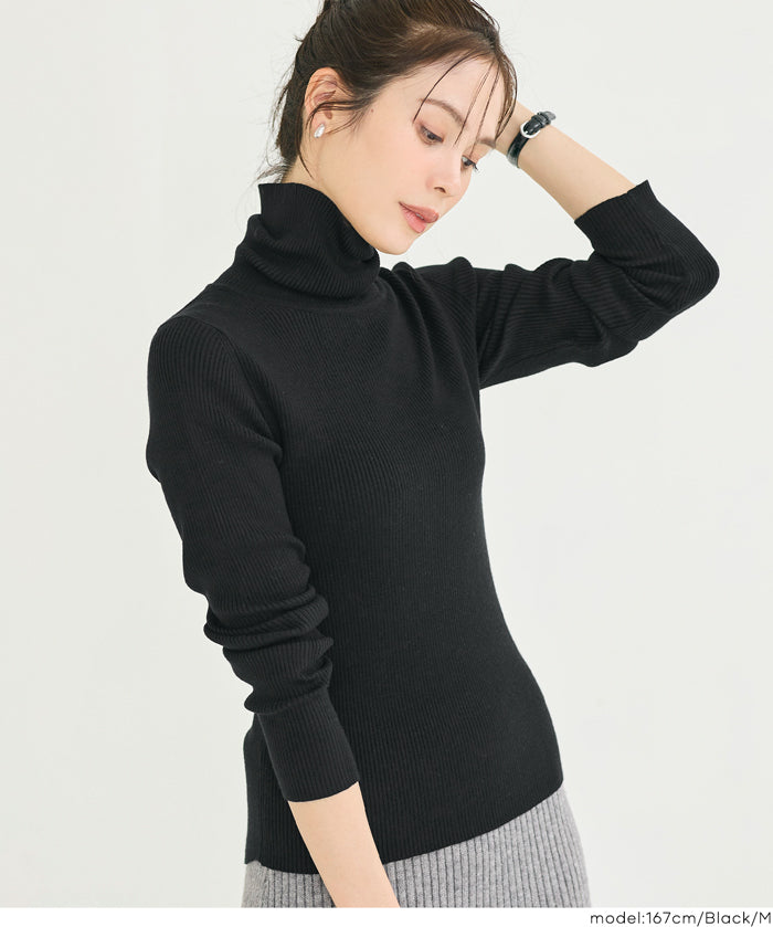 輕量 基礎百搭長袖高領針織上衣