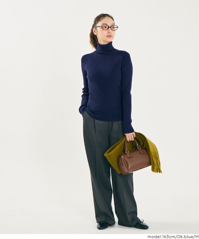 輕量 基礎百搭長袖高領針織上衣