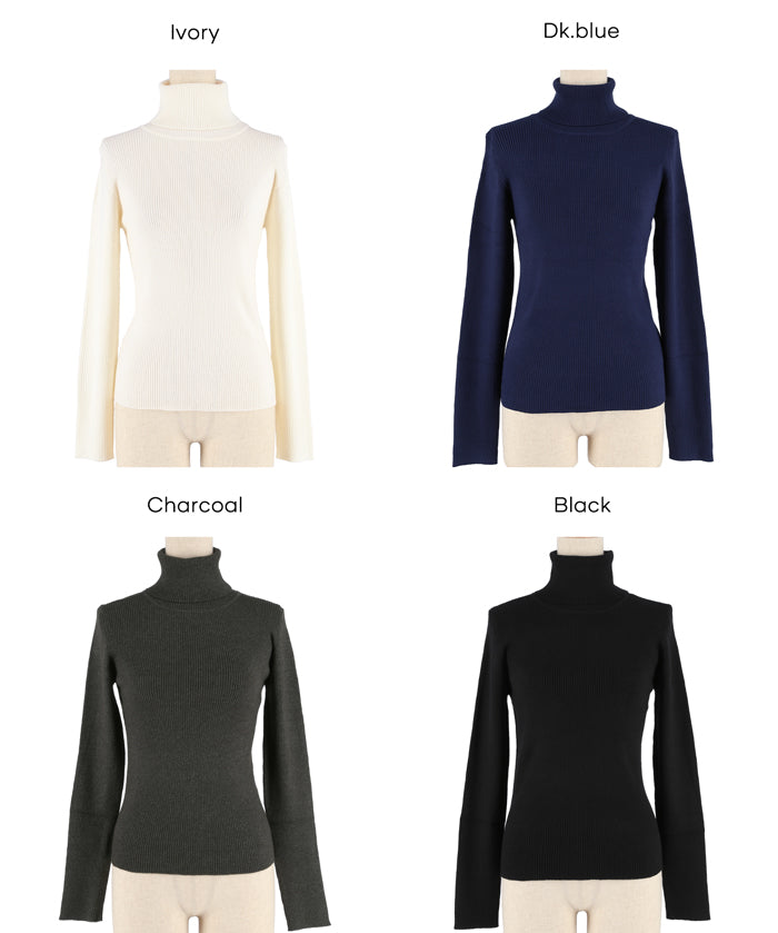 輕量 基礎百搭長袖高領針織上衣