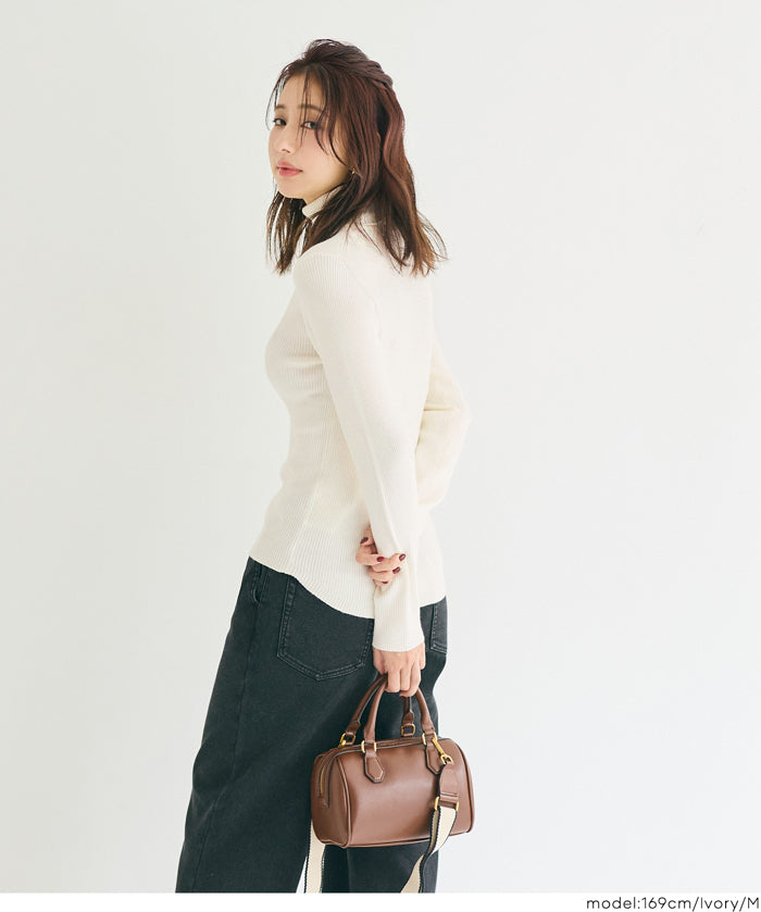 輕量 基礎百搭長袖高領針織上衣