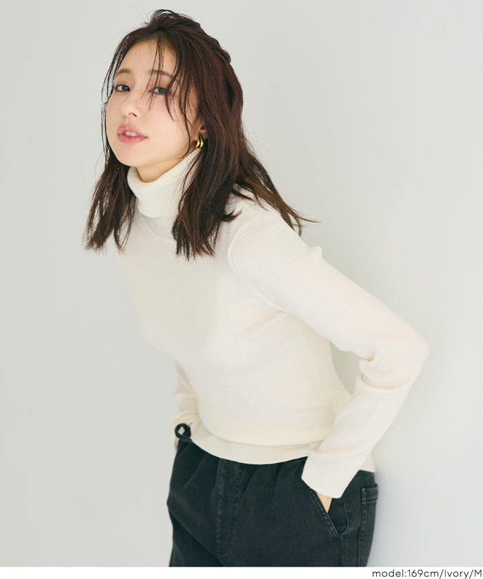 輕量 基礎百搭長袖高領針織上衣