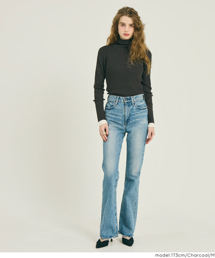 輕量 基礎百搭長袖高領針織上衣