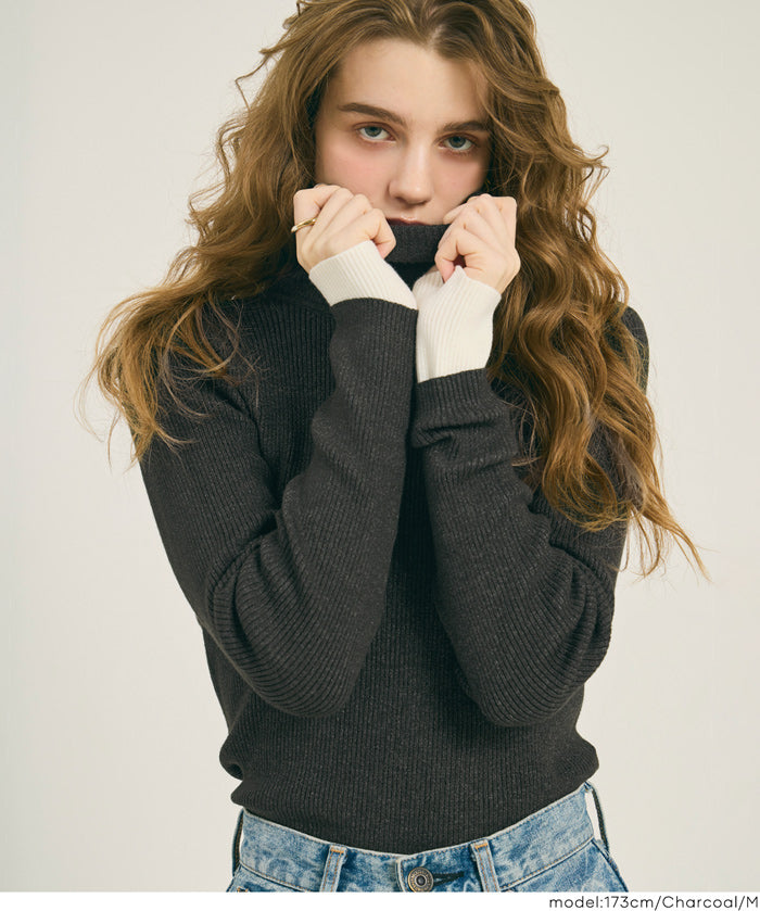 輕量 基礎百搭長袖高領針織上衣