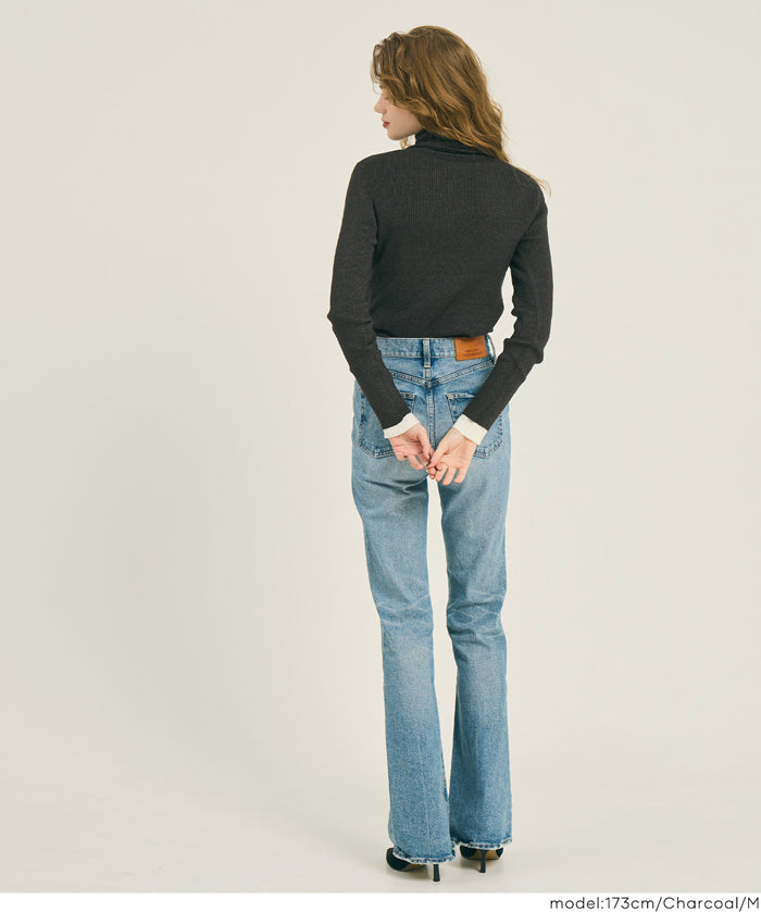 輕量 基礎百搭長袖高領針織上衣