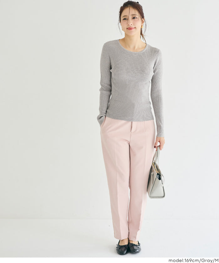 輕量 基礎百搭長袖圓領針織上衣