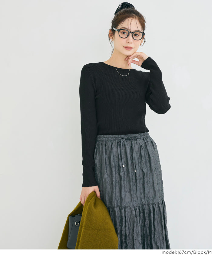 輕量 基礎百搭長袖圓領針織上衣