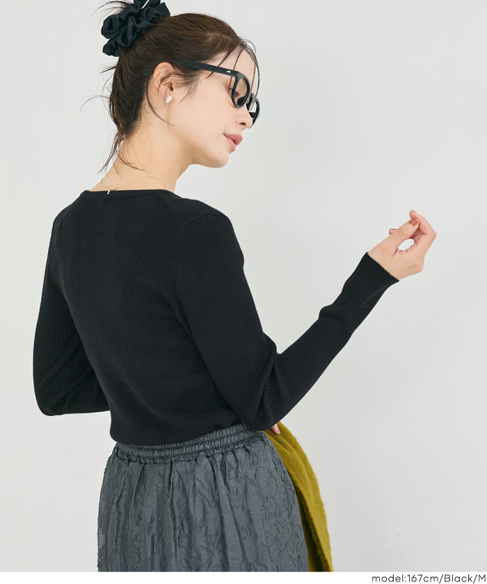 輕量 基礎百搭長袖圓領針織上衣