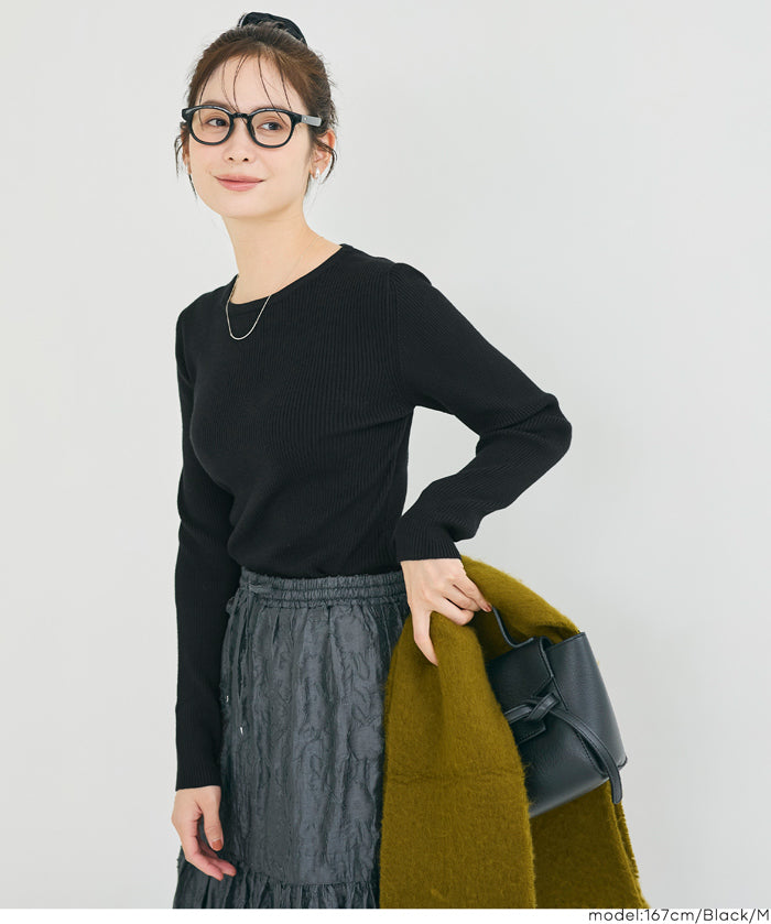 輕量 基礎百搭長袖圓領針織上衣