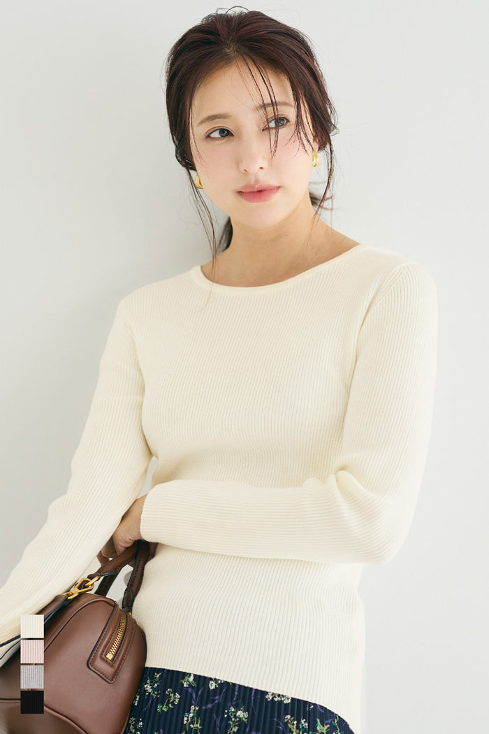 輕量 基礎百搭長袖圓領針織上衣