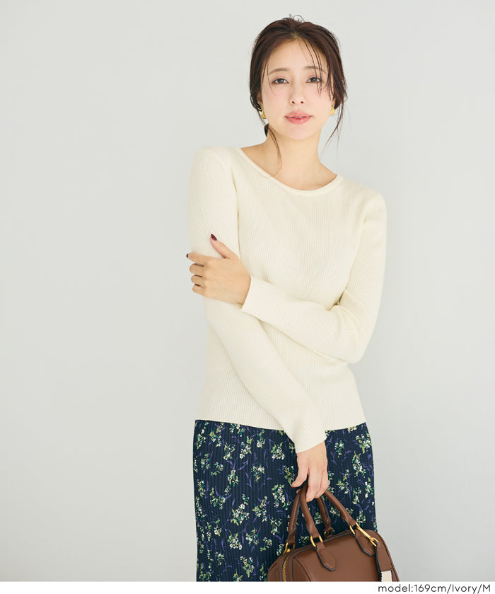 輕量 基礎百搭長袖圓領針織上衣