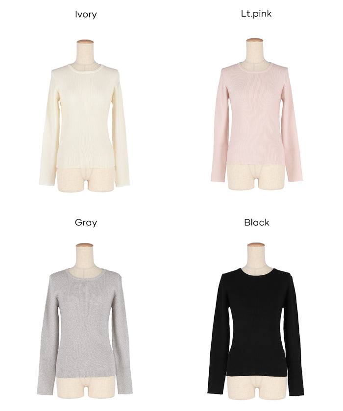 輕量 基礎百搭長袖圓領針織上衣