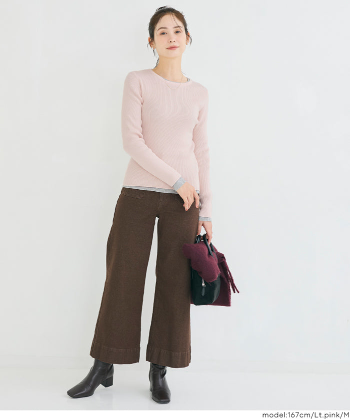 輕量 基礎百搭長袖圓領針織上衣