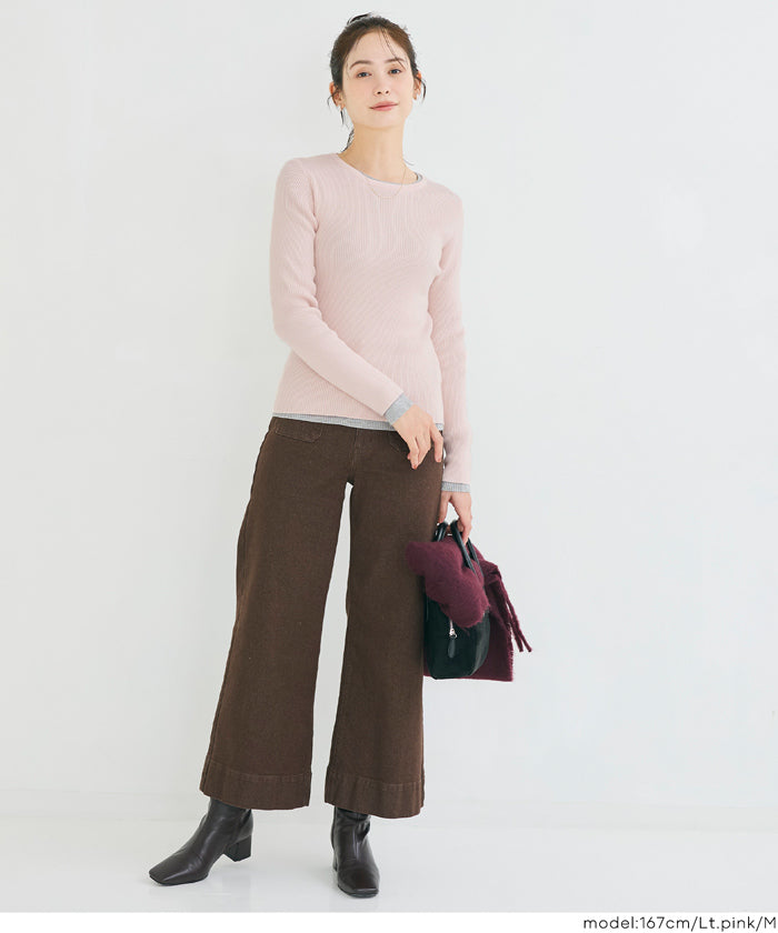 輕量 基礎百搭長袖圓領針織上衣