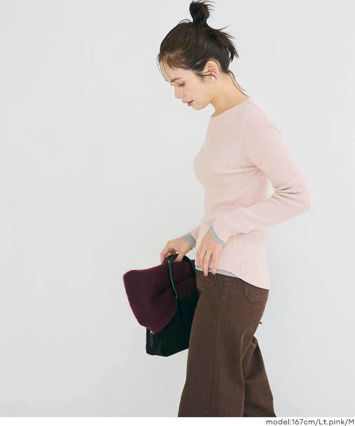 輕量 基礎百搭長袖圓領針織上衣