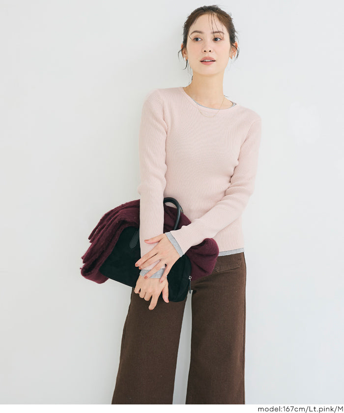 輕量 基礎百搭長袖圓領針織上衣