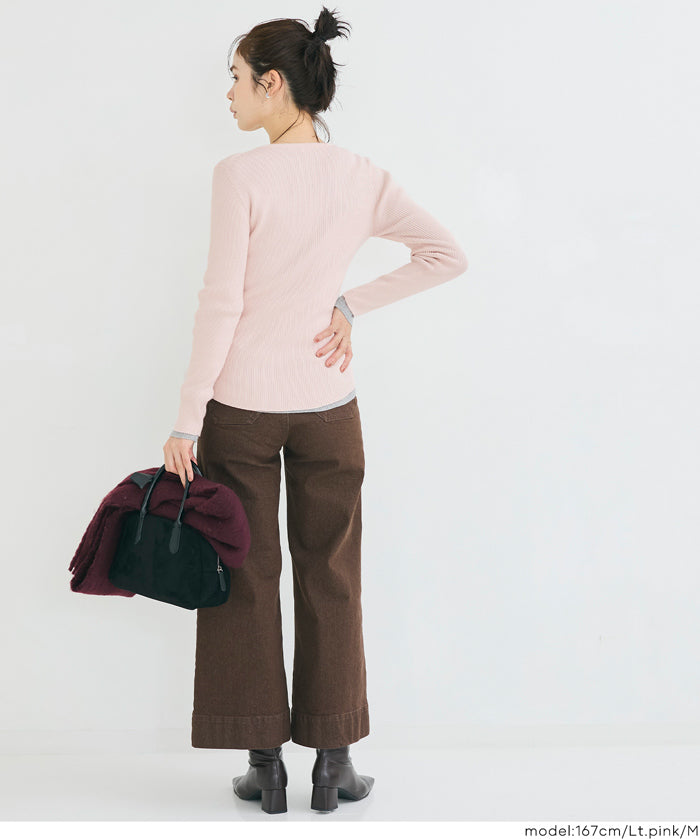 輕量 基礎百搭長袖圓領針織上衣