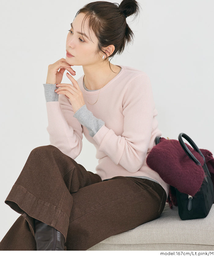 輕量 基礎百搭長袖圓領針織上衣