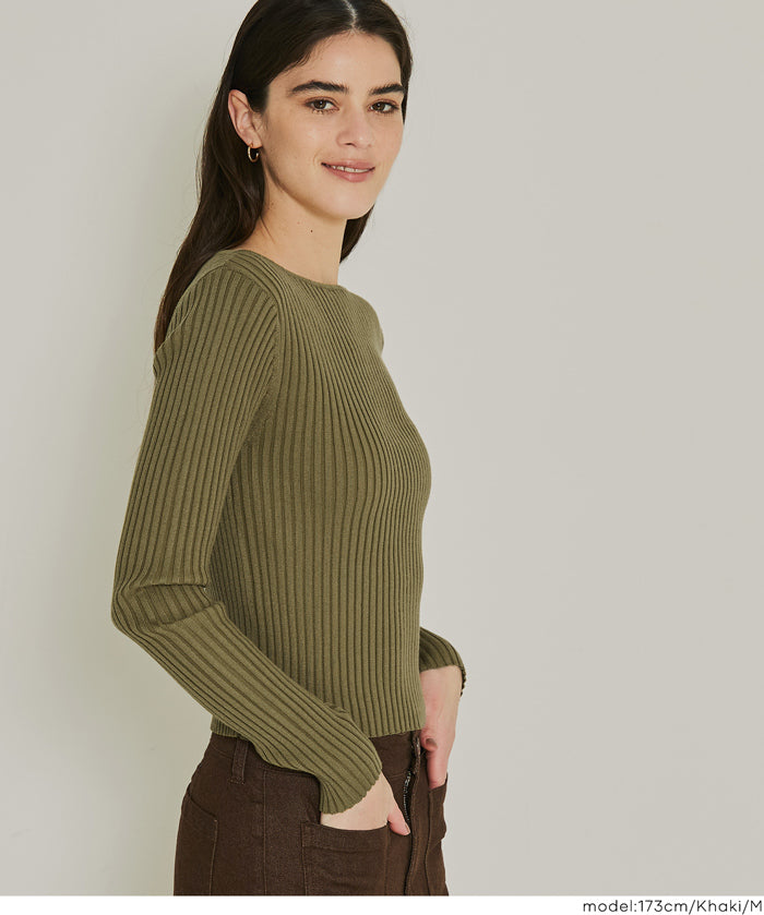 船領螺紋長袖上衣