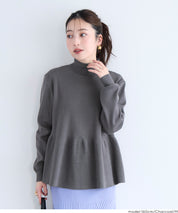 日系半高領後針織綴飾針織娃娃上衣