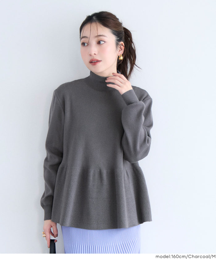 日系半高領後針織綴飾針織娃娃上衣