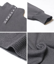 日系半高領後針織綴飾針織娃娃上衣