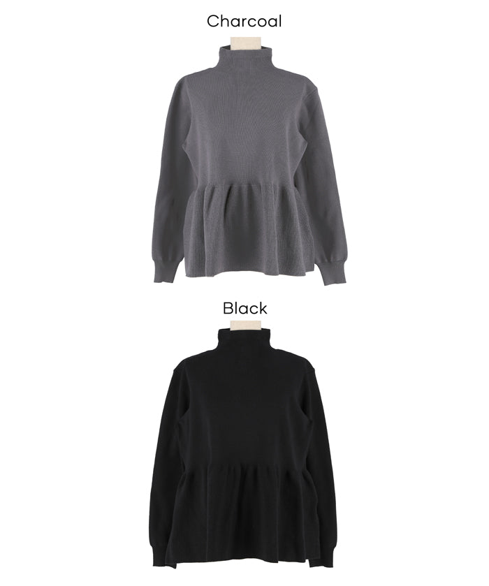 日系半高領後針織綴飾針織娃娃上衣