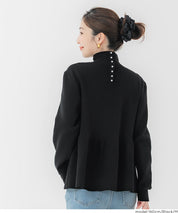 日系半高領後針織綴飾針織娃娃上衣