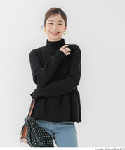 日系半高領後針織綴飾針織娃娃上衣