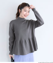 日系半高領後針織綴飾針織娃娃上衣