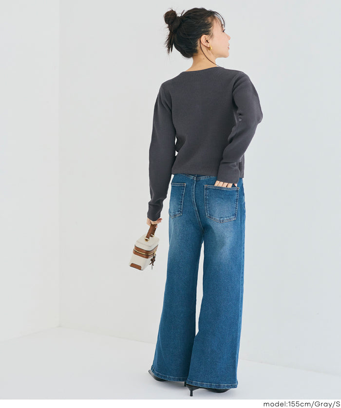 Lightweight knit cardigan with gold buttons for spring