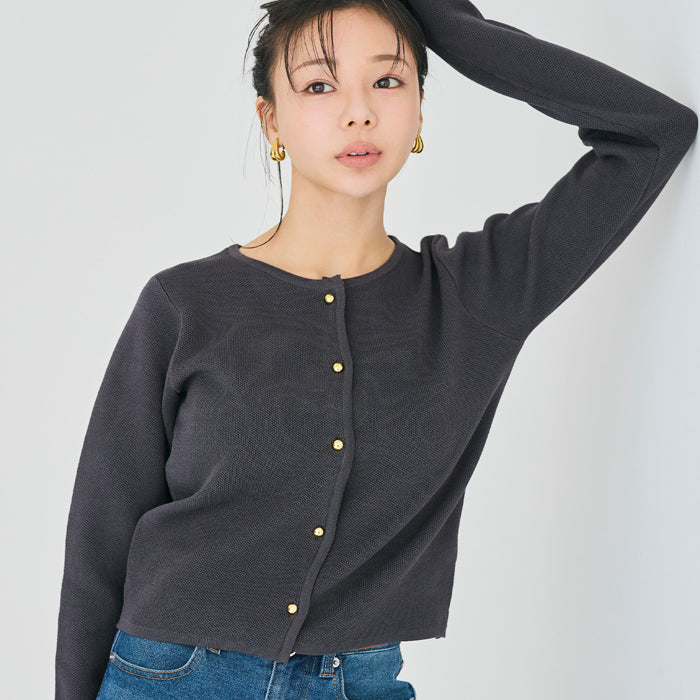 春季輕盈金釦針織外套
