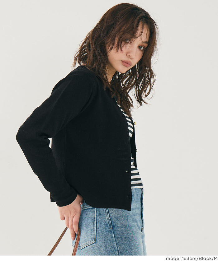 Lightweight knit cardigan with gold buttons for spring