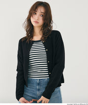 Lightweight knit cardigan with gold buttons for spring