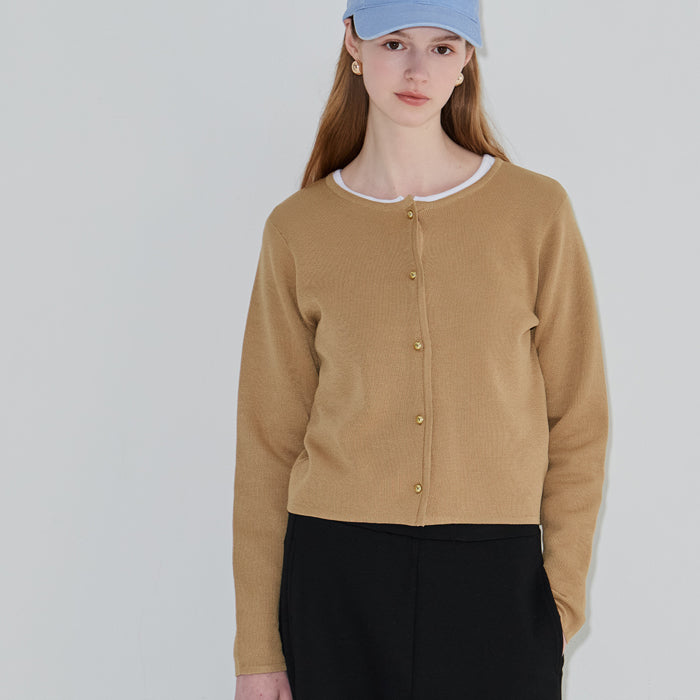 春季輕盈金釦針織外套
