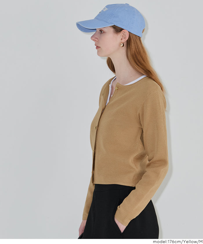 Lightweight knit cardigan with gold buttons for spring