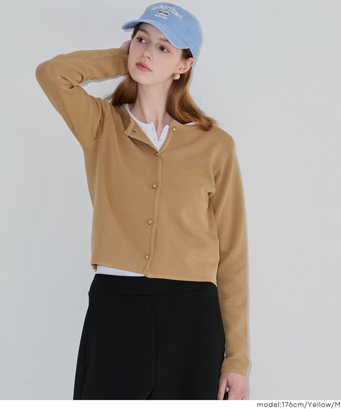 Lightweight knit cardigan with gold buttons for spring