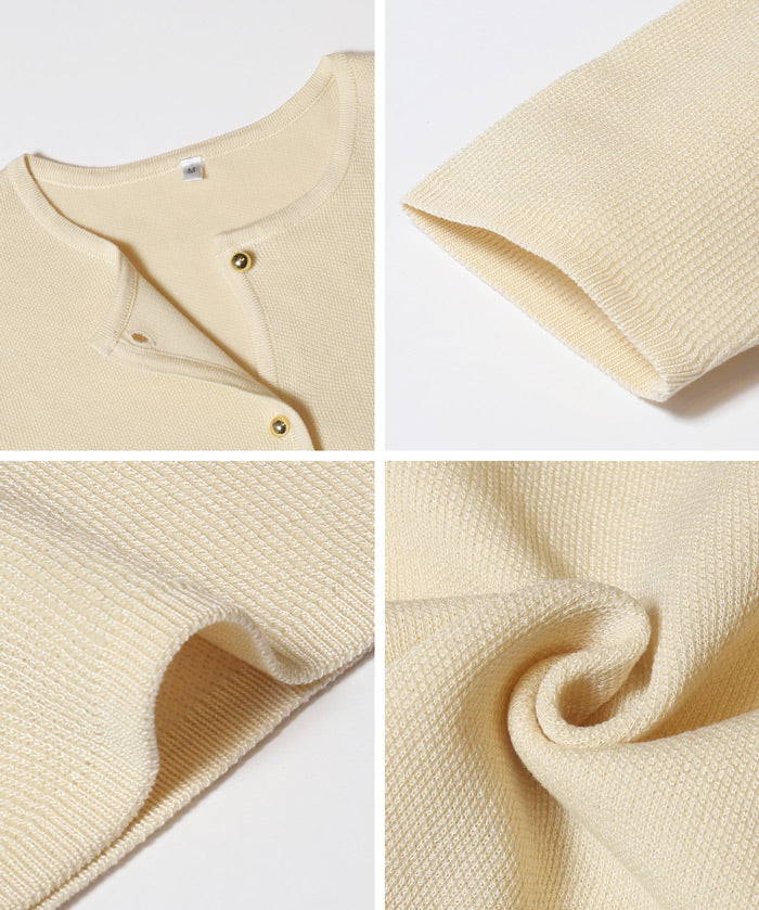Lightweight knit cardigan with gold buttons for spring