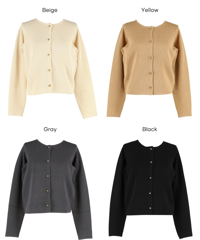 Lightweight knit cardigan with gold buttons for spring