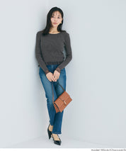 Lace-trimmed long-sleeved knit top