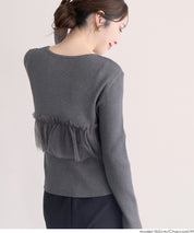 日系蕾絲造型長袖針織上衣