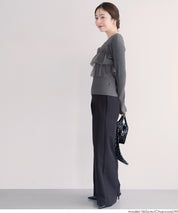 日系蕾絲造型長袖針織上衣